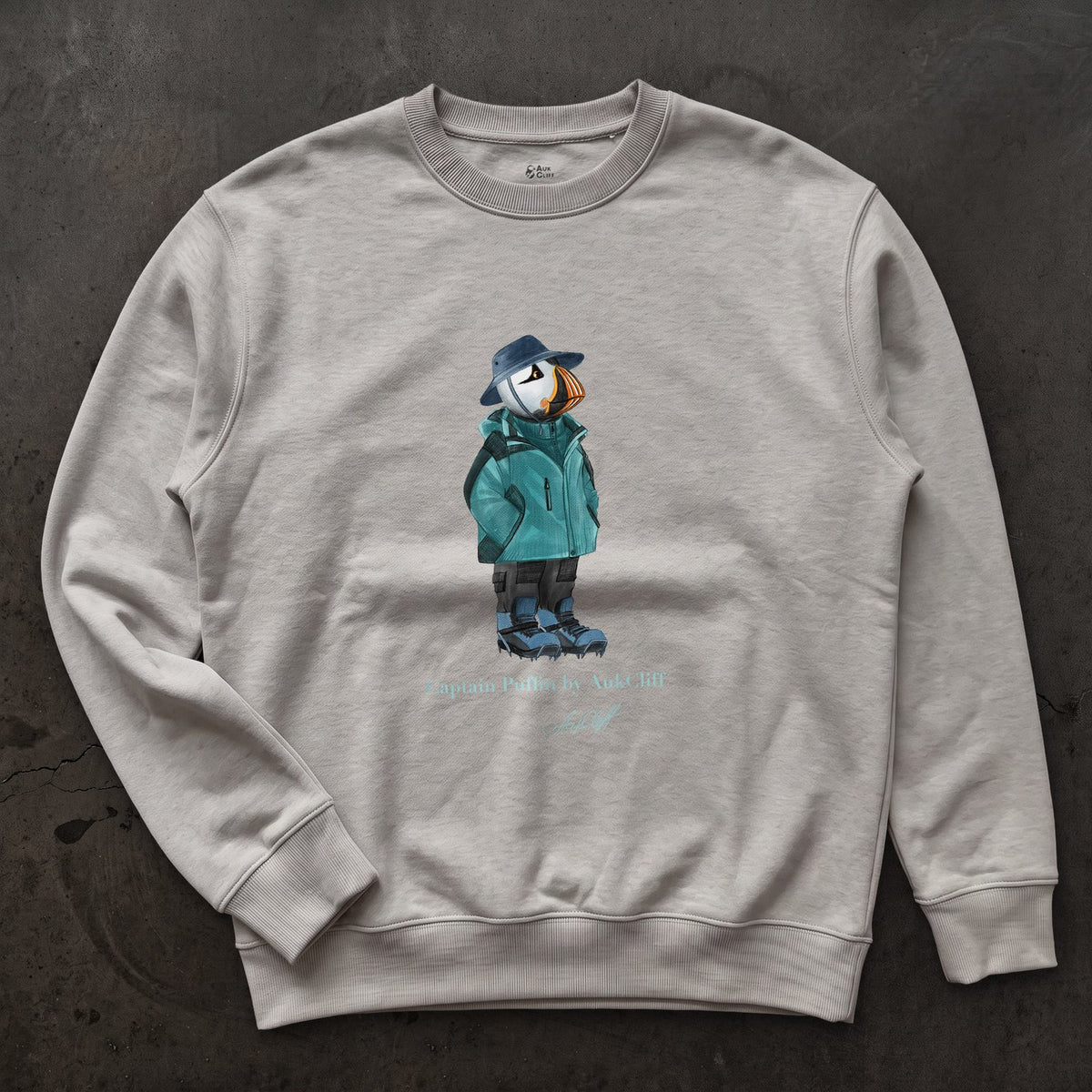AukCliff® Captain Puffin Sweatshirt Carbon Grey / S Captain Puffin “Alpine Wayfarer” Sweatshirt