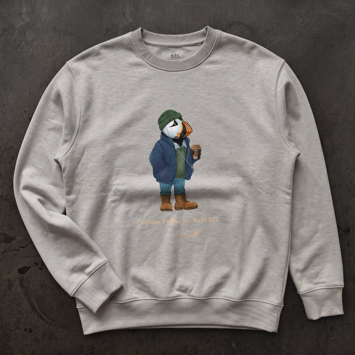 AukCliff Captain Puffin Sweatshirt Carbon Grey / S Captain Puffin™ Coffeehouse Sweatshirt