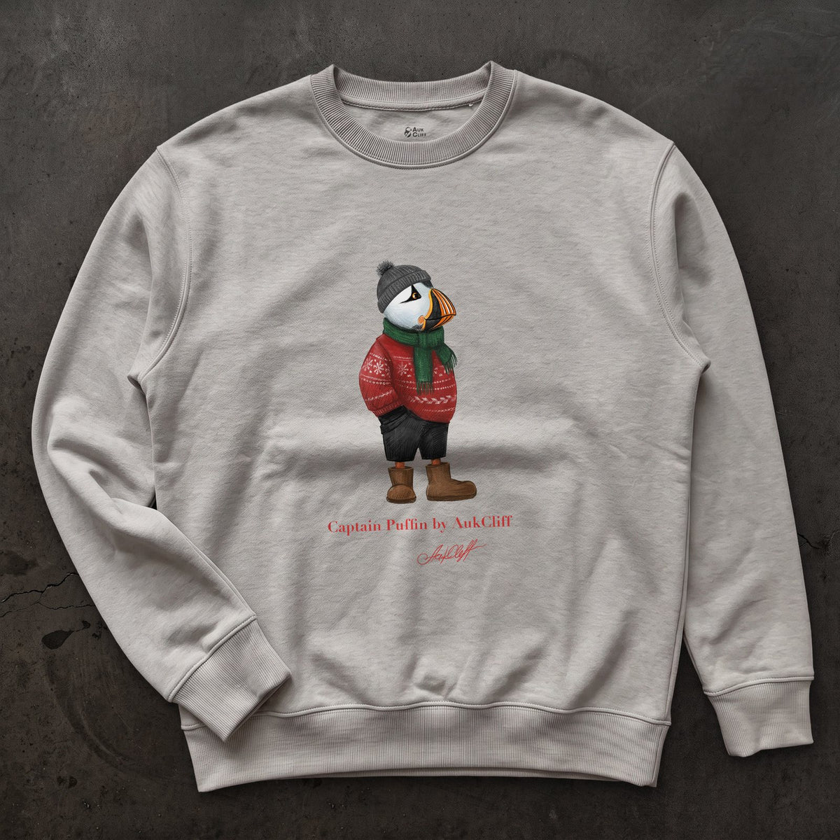 AukCliff Captain Puffin Sweatshirt Carbon Grey / S Captain Puffin™ “Festive Puffin” Sweatshirt