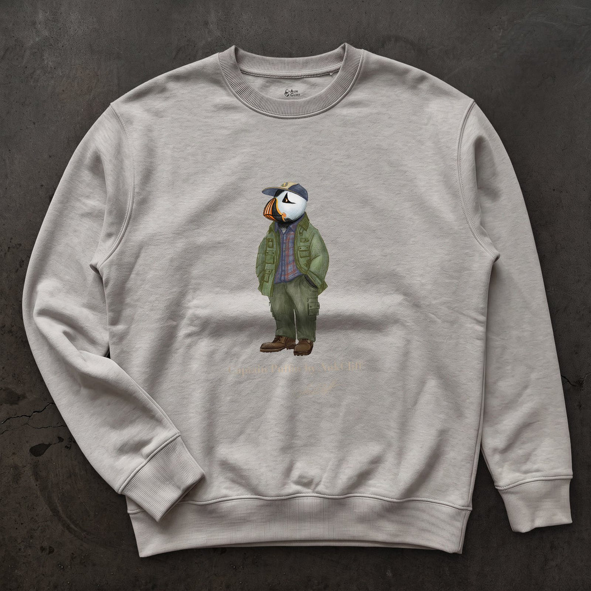 AukCliff® Captain Puffin Sweatshirt Carbon Grey / S Captain Puffin “Pacific Northwest Trailkeeper” Sweatshirt