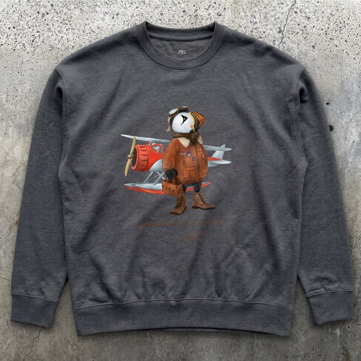 AukCliff Captain Puffin Sweatshirt Charcoal Heather / S Captain Puffin™ Bush Pilot Sweatshirt