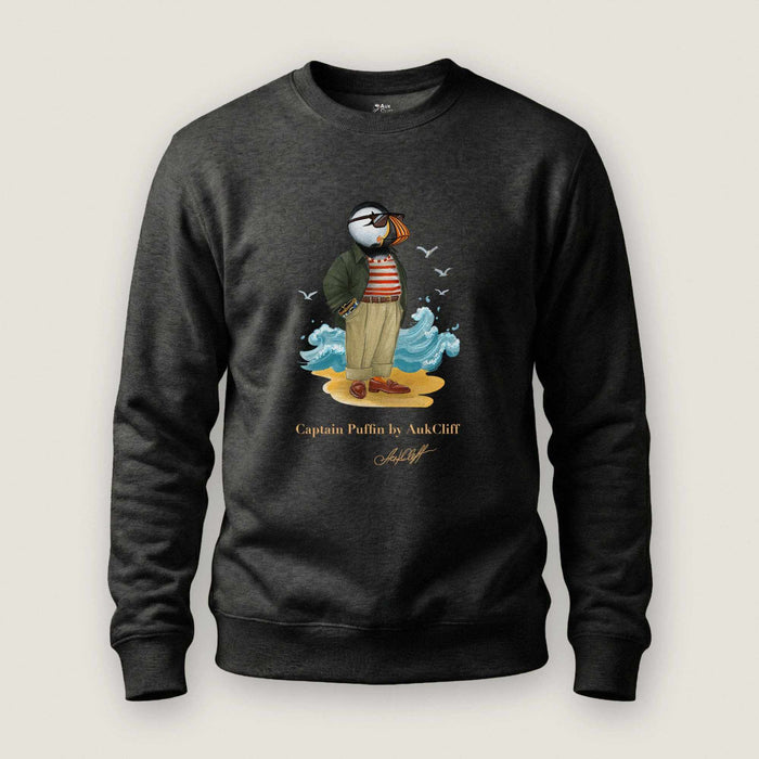 AukCliff Captain Puffin Sweatshirt Charcoal Heather / S Captain Puffin™ Coastal Wanderer Sweatshirt