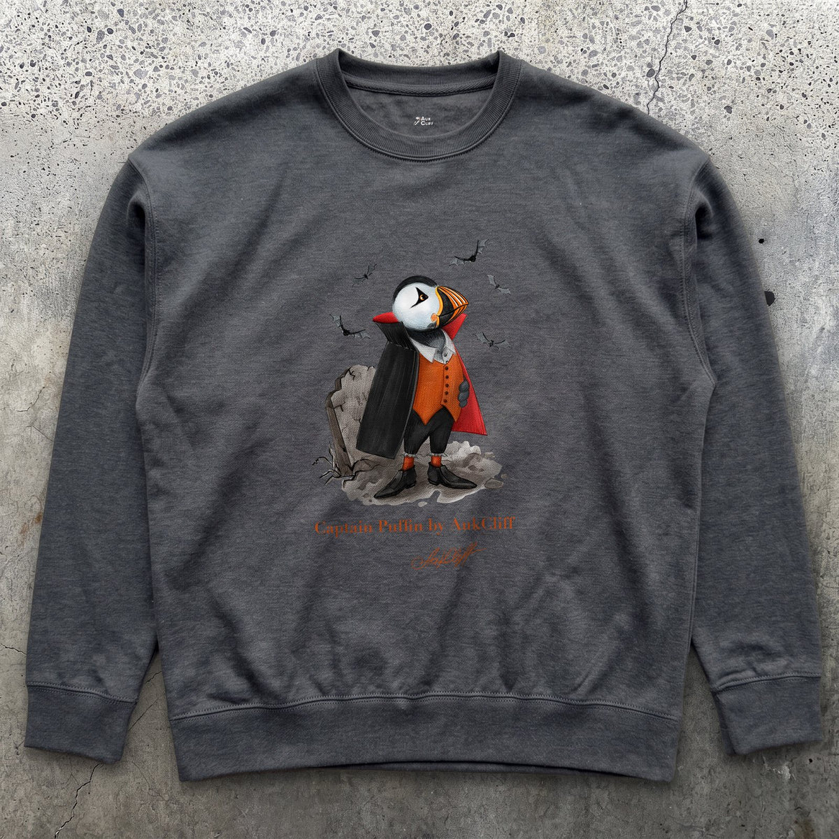 AukCliff Captain Puffin Sweatshirt Charcoal Heather / S Captain Puffin™ "Count Dracula" Sweatshirt