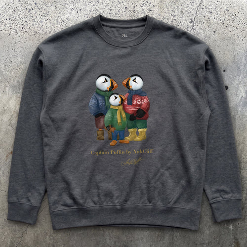 AukCliff Captain Puffin Sweatshirt Charcoal Heather / S Captain Puffin™ “Festive Family” Sweatshirt