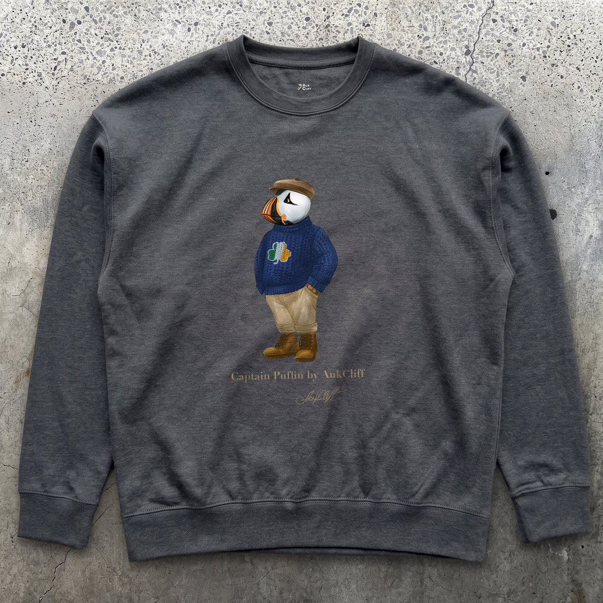 AukCliff Captain Puffin Sweatshirt Charcoal Heather / S Captain Puffin™ “Irish Trailkeeper” Sweatshirt