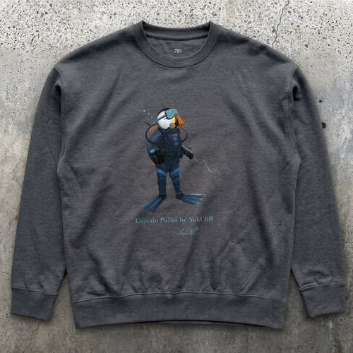 AukCliff Captain Puffin Sweatshirt Charcoal Heather / S Captain Puffin™ Scuba Diver Sweatshirt