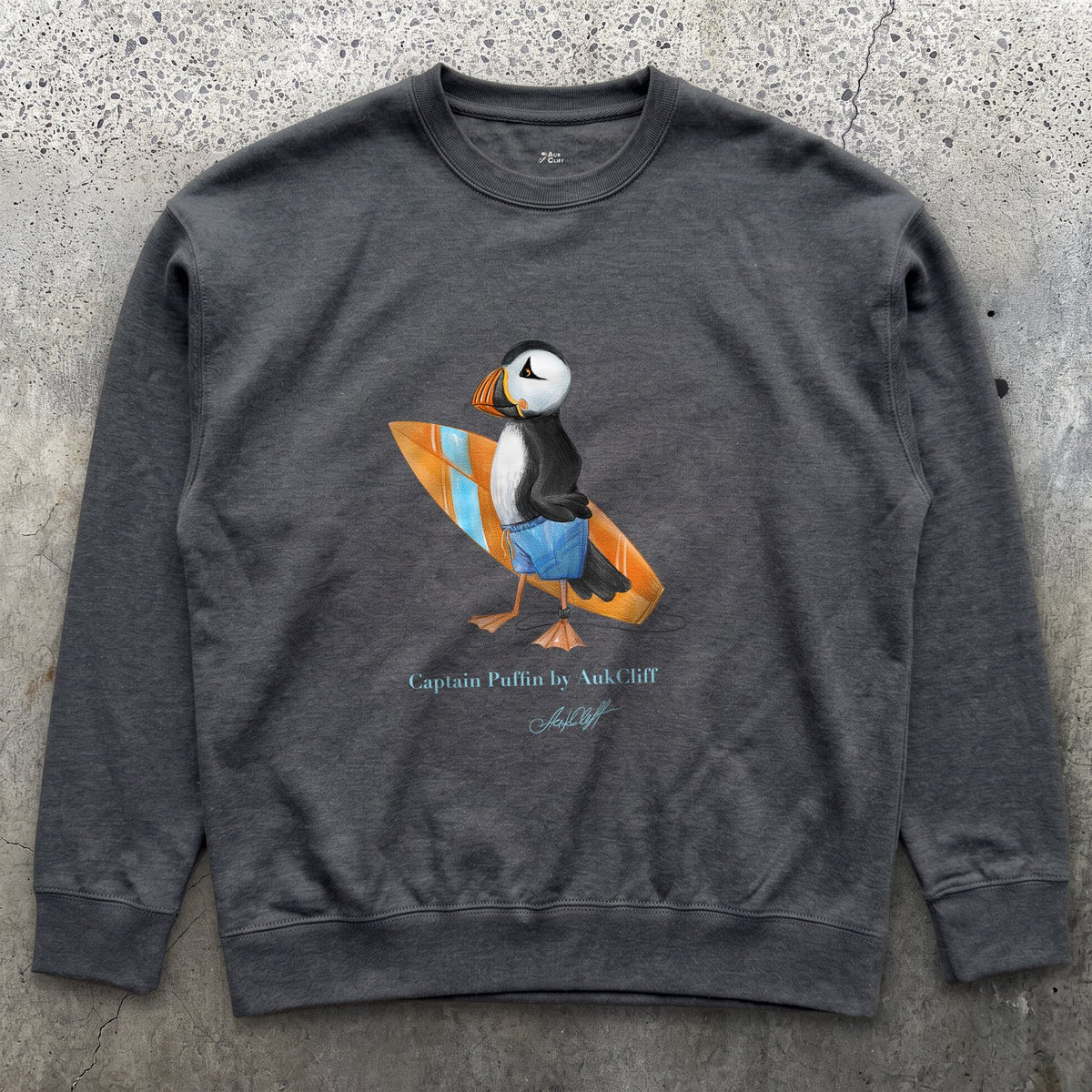 AukCliff Captain Puffin Sweatshirt Charcoal Heather / S Captain Puffin™ Surfer Sweatshirt