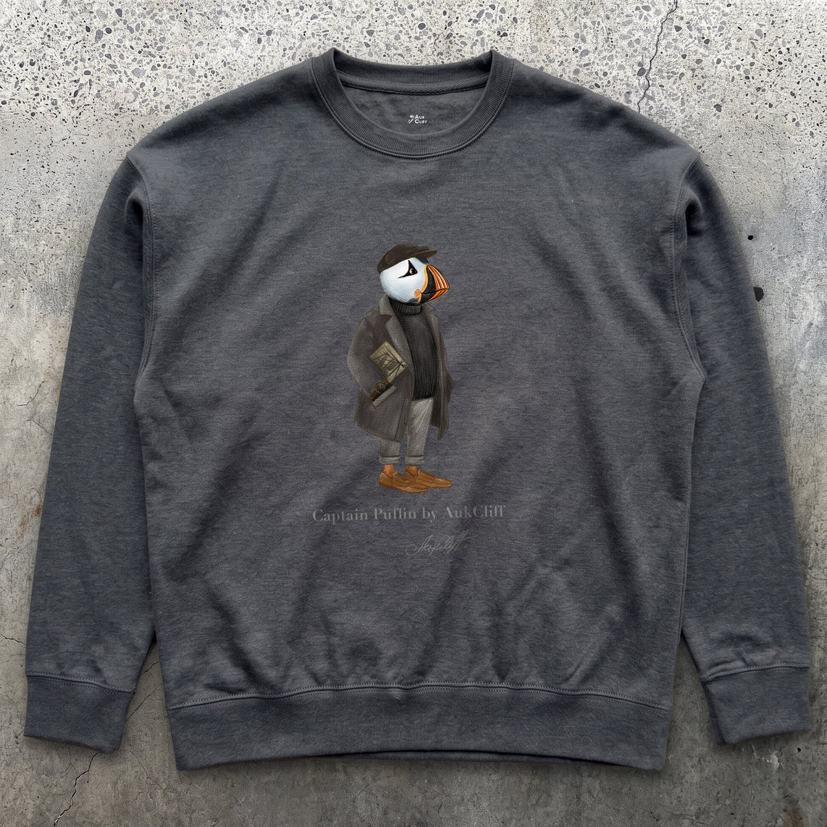 AukCliff Captain Puffin Sweatshirt Charcoal Heather / S Captain Puffin™ “The Curator” Sweatshirt