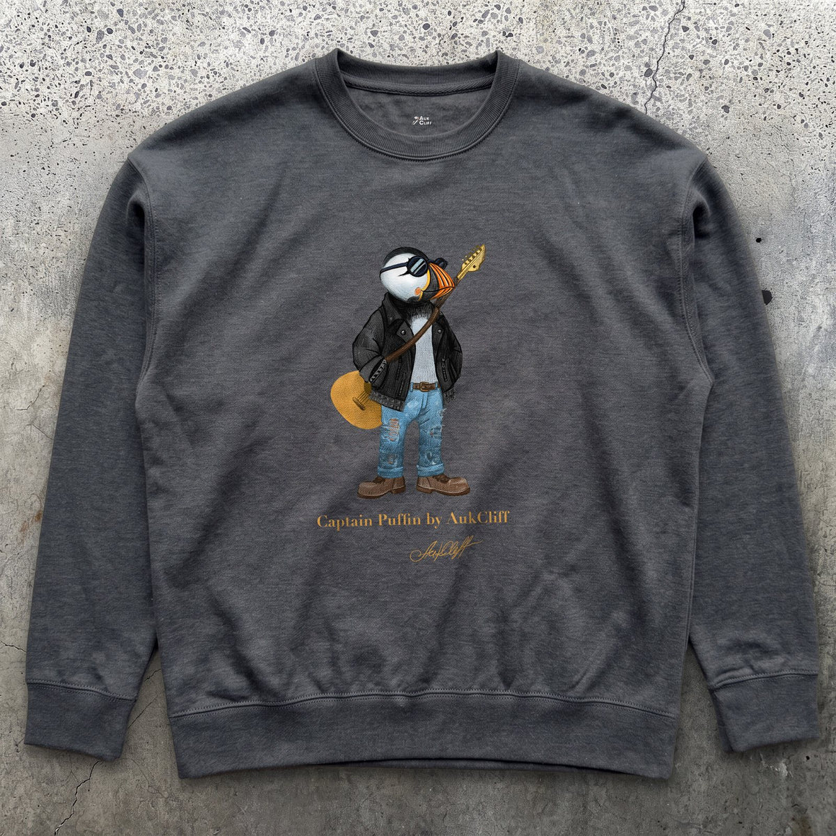AukCliff Captain Puffin Sweatshirt Charcoal Heather / S Captain Puffin™ “The Rock Band Rebel” Sweatshirt