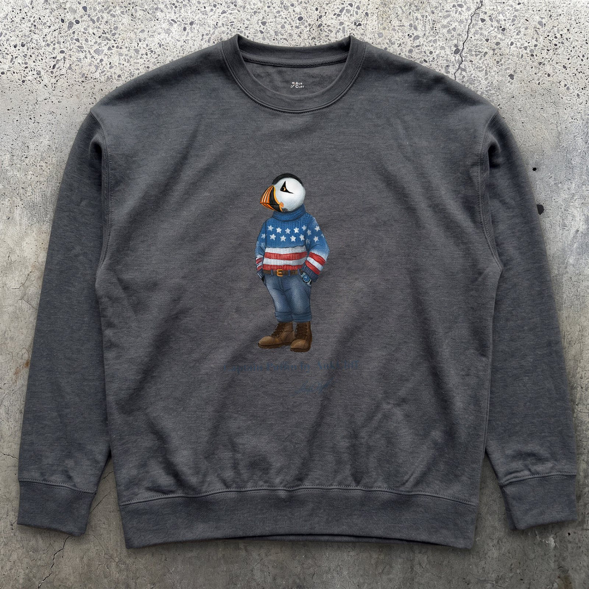 AukCliff Captain Puffin Sweatshirt Charcoal Heather / S Captain Puffin™ “USA Outfitter” Sweatshirt