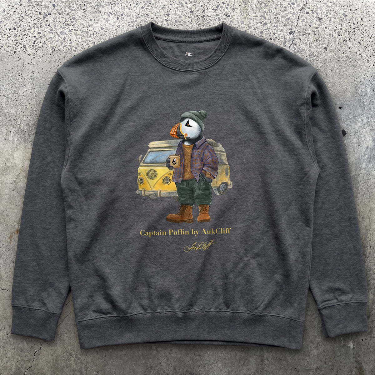 AukCliff Captain Puffin Sweatshirt Charcoal Heather / S Captain Puffin™ Van Life Sweatshirt