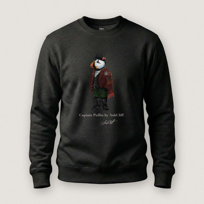 AukCliff® Captain Puffin Sweatshirt Charcoal Heather / S Captain Puffin™ Welsh Heritage Sweatshirt