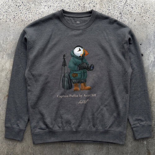AukCliff Captain Puffin Sweatshirt Charcoal Heather / S Captain Puffin™ Wildlife Photographer Sweatshirt