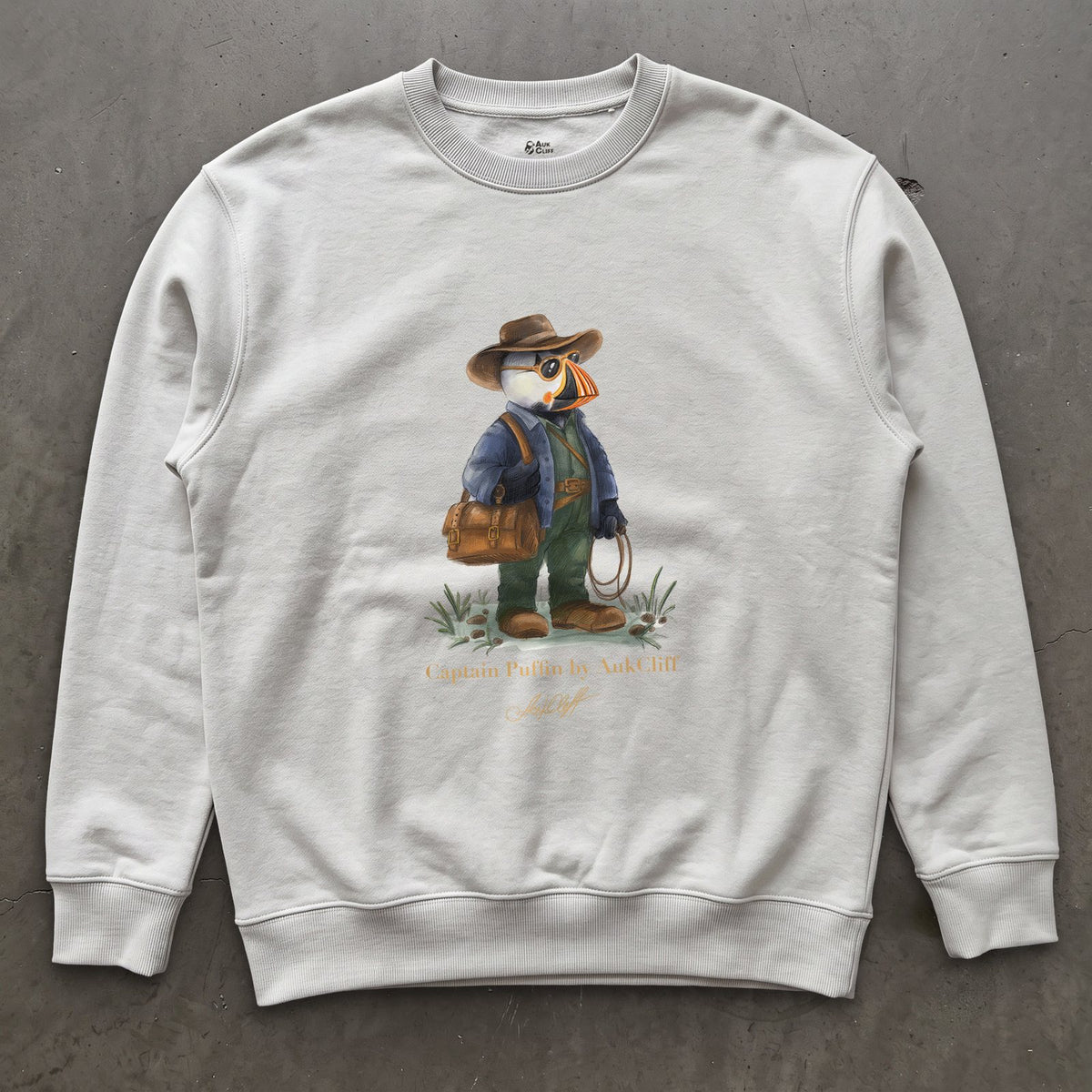 AukCliff Captain Puffin Sweatshirt White / S Captain Puffin™ Adventure Archaeologist Sweatshirt