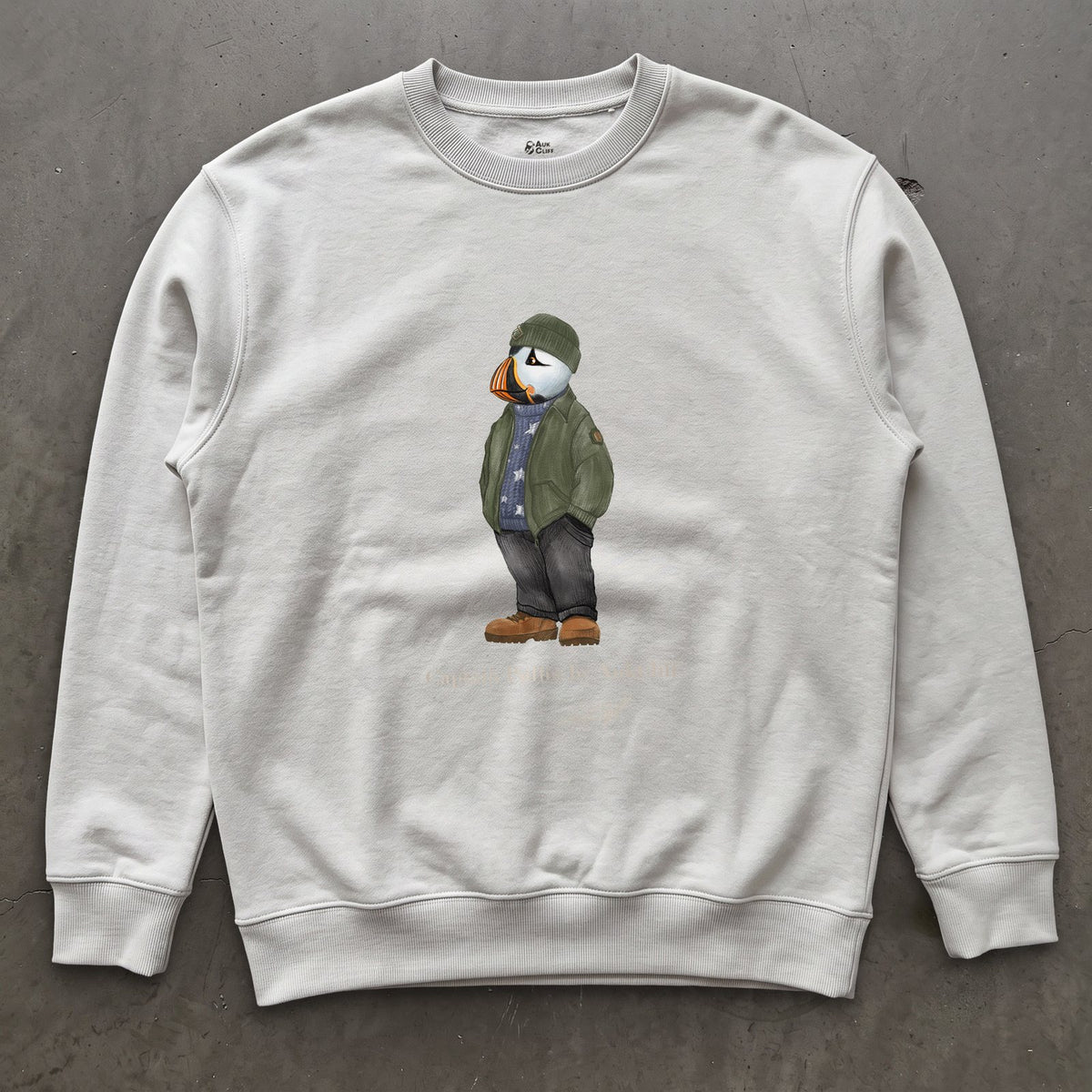 AukCliff® Captain Puffin Sweatshirt White / S Captain Puffin “American Trailkeeper” Sweatshirt
