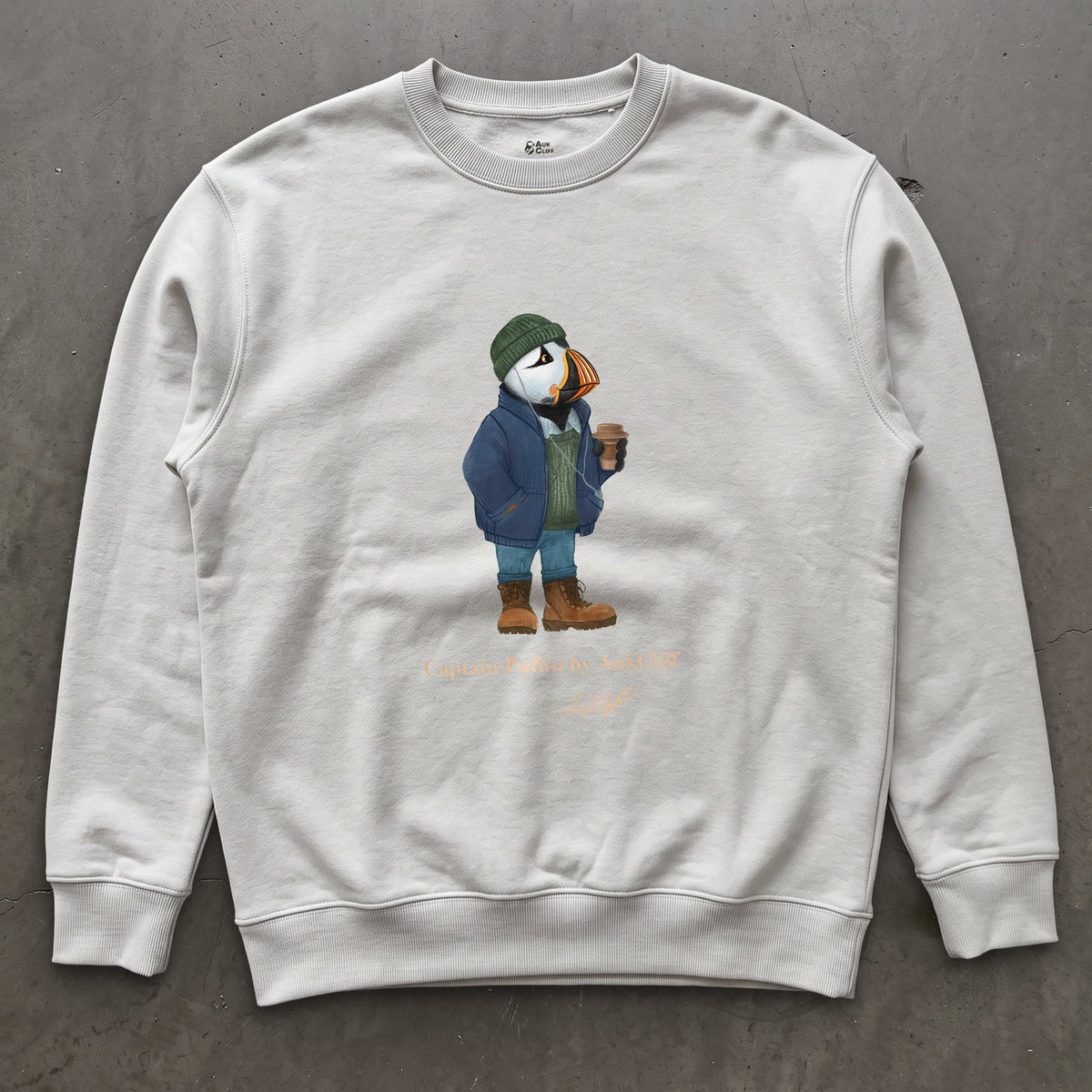 AukCliff Captain Puffin Sweatshirt White / S Captain Puffin™ Coffeehouse Sweatshirt
