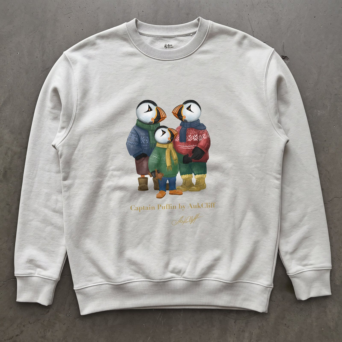 AukCliff Captain Puffin Sweatshirt White / S Captain Puffin™ “Festive Family” Sweatshirt