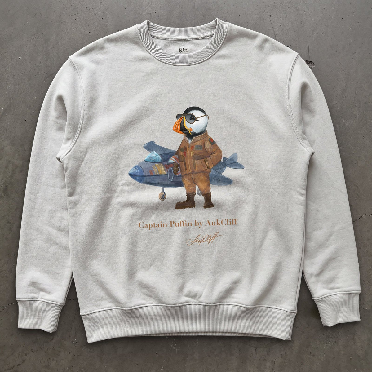 AukCliff Captain Puffin Sweatshirt White / S Captain Puffin™ Jet Pilot Sweatshirt