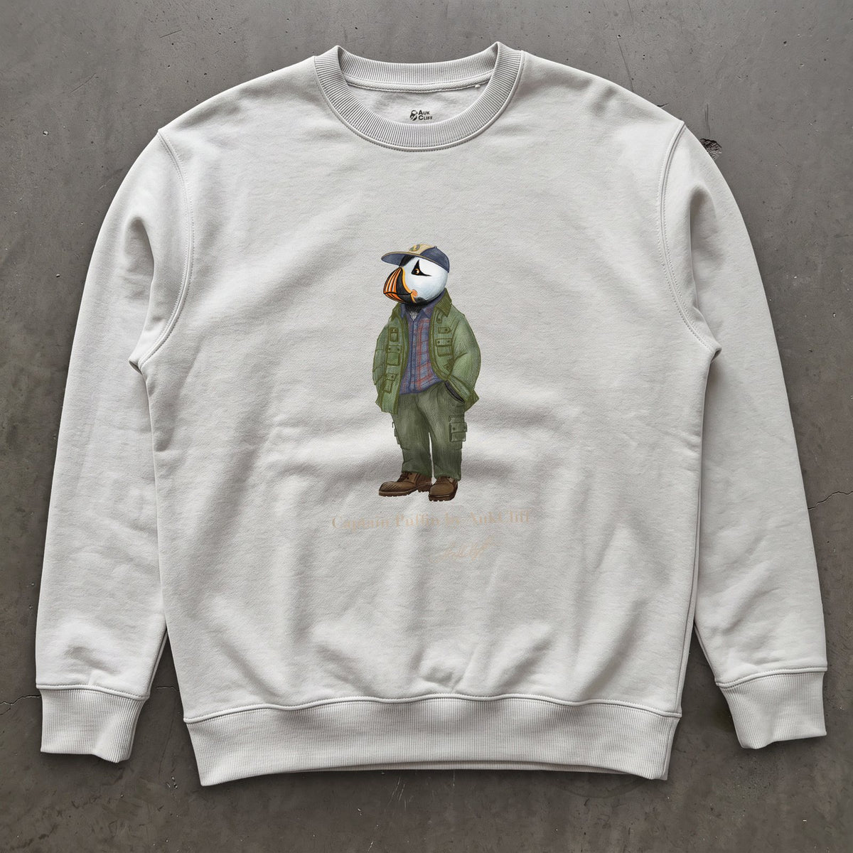 AukCliff® Captain Puffin Sweatshirt White / S Captain Puffin “Pacific Northwest Trailkeeper” Sweatshirt