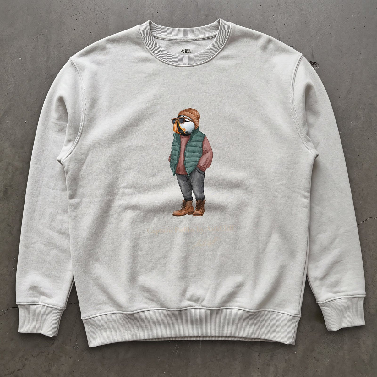 AukCliff® Captain Puffin Sweatshirt White / S Captain Puffin™ “Puffer Vest Nomad” Sweatshirt