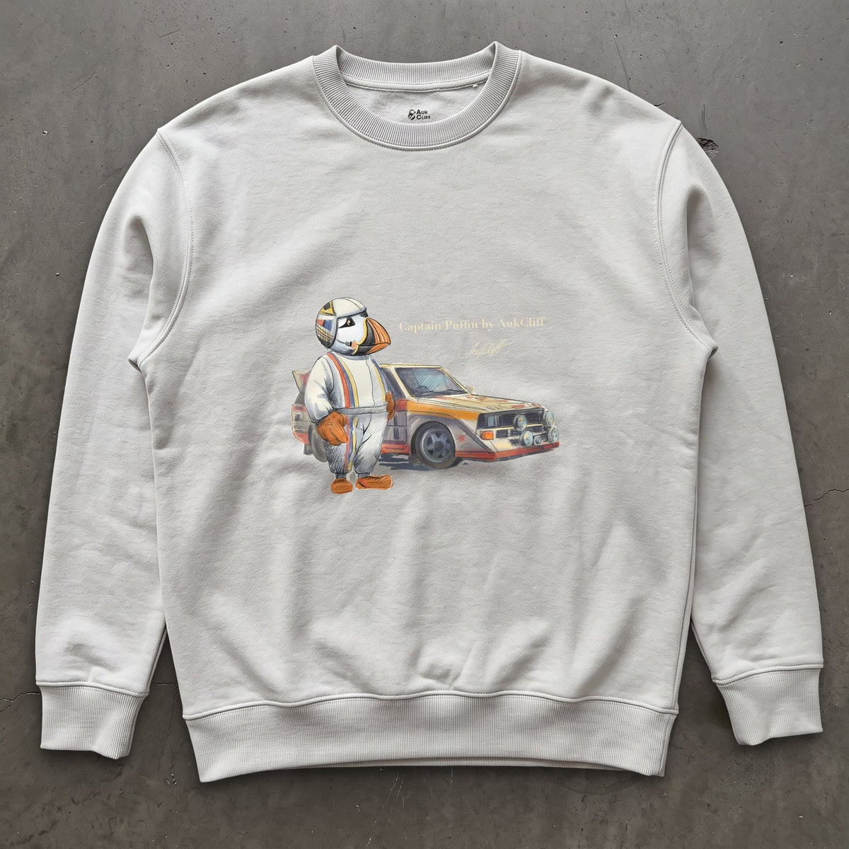 AukCliff Captain Puffin Sweatshirt White / S Captain Puffin™ Rally Driver Sweatshirt