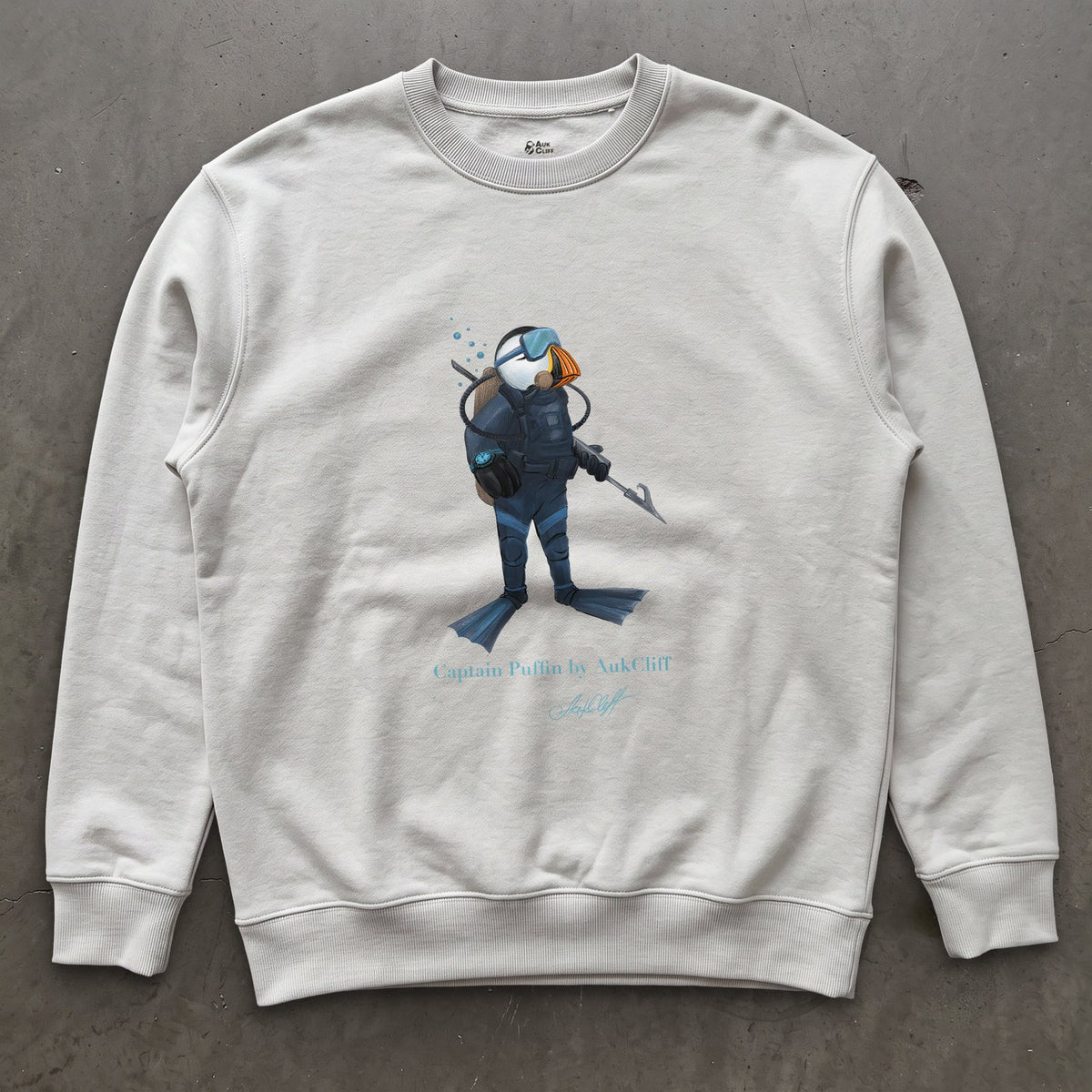 AukCliff Captain Puffin Sweatshirt White / S Captain Puffin™ Scuba Diver Sweatshirt