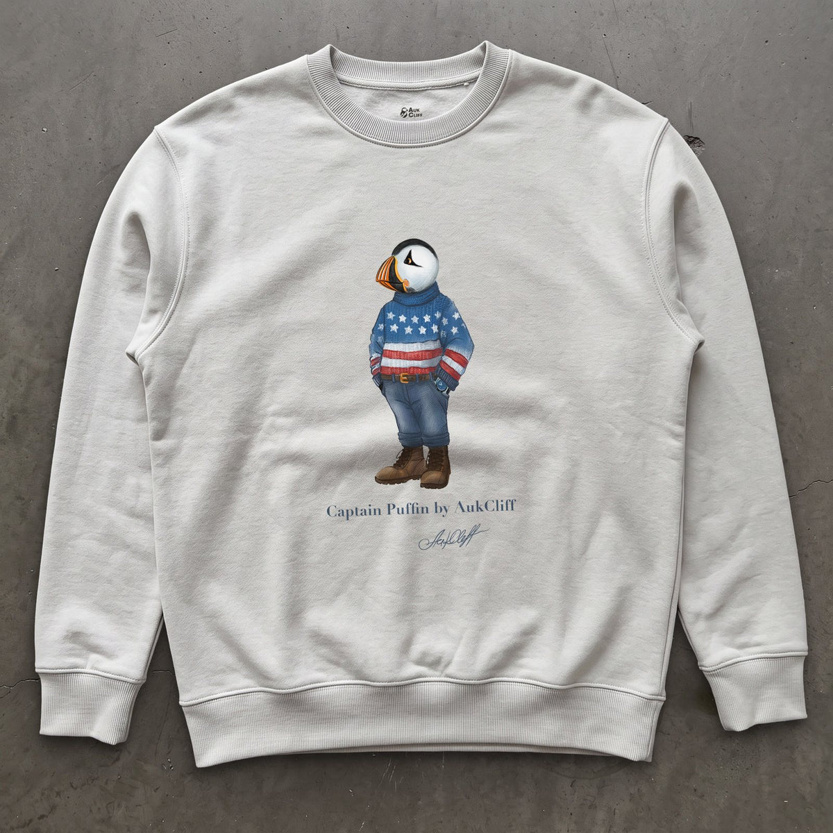 AukCliff Captain Puffin Sweatshirt White / S Captain Puffin™ “USA Outfitter” Sweatshirt