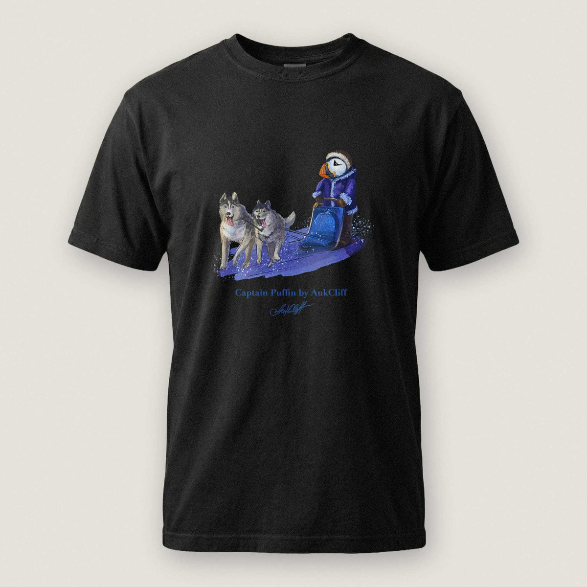 AukCliff Captain Puffin T-shirt Black / S Captain Puffin™ Arctic Dog Sledder T-Shirt