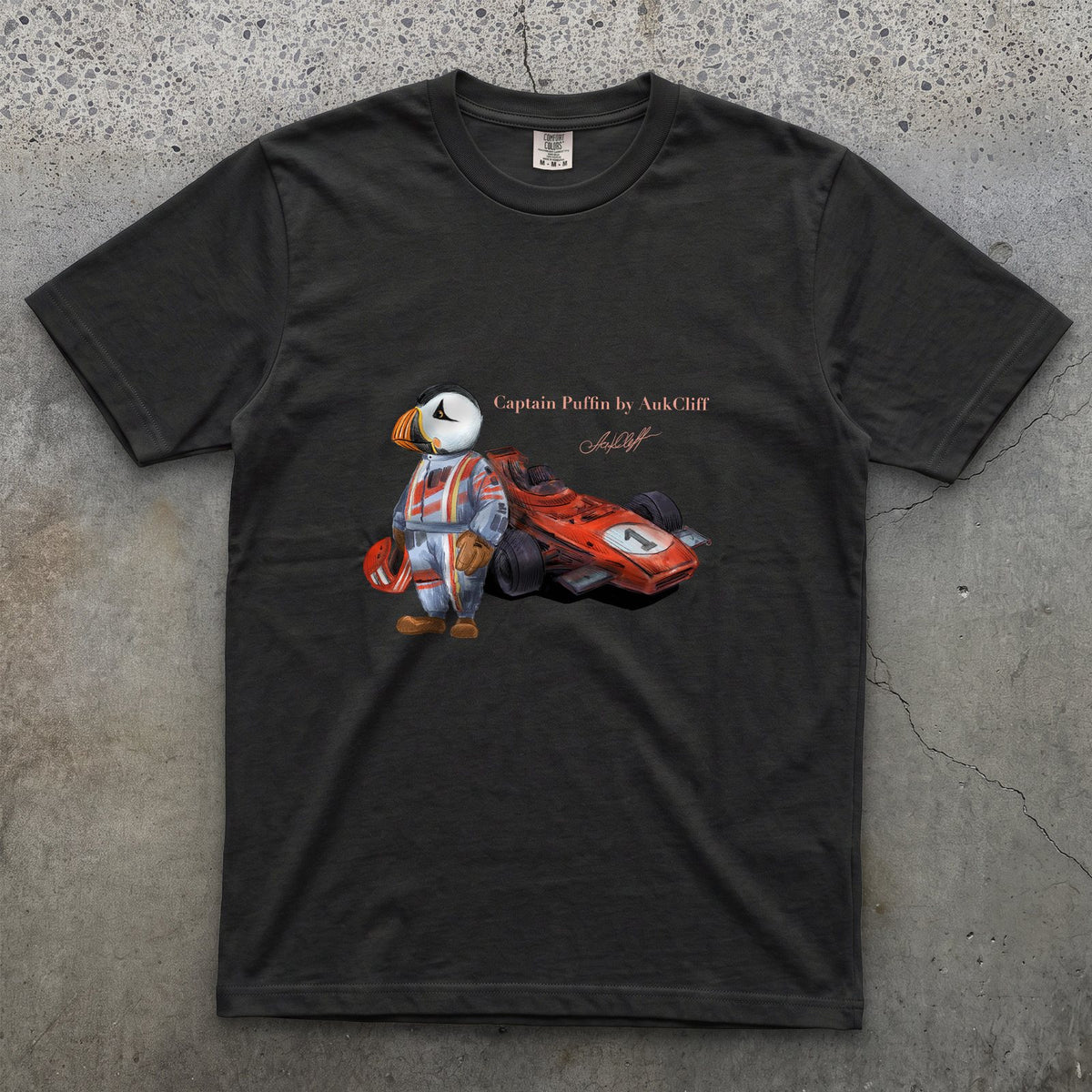 AukCliff Captain Puffin T-shirt Black / S Captain Puffin™ Formula Racer Comfort Colors T-Shirt