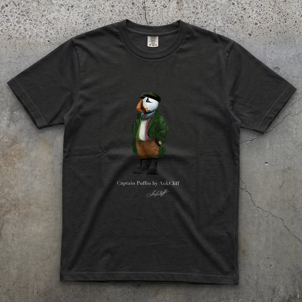 AukCliff® Captain Puffin T-shirt Black / S Captain Puffin™ Republic of Newfoundland Comfort Colors T-Shirt
