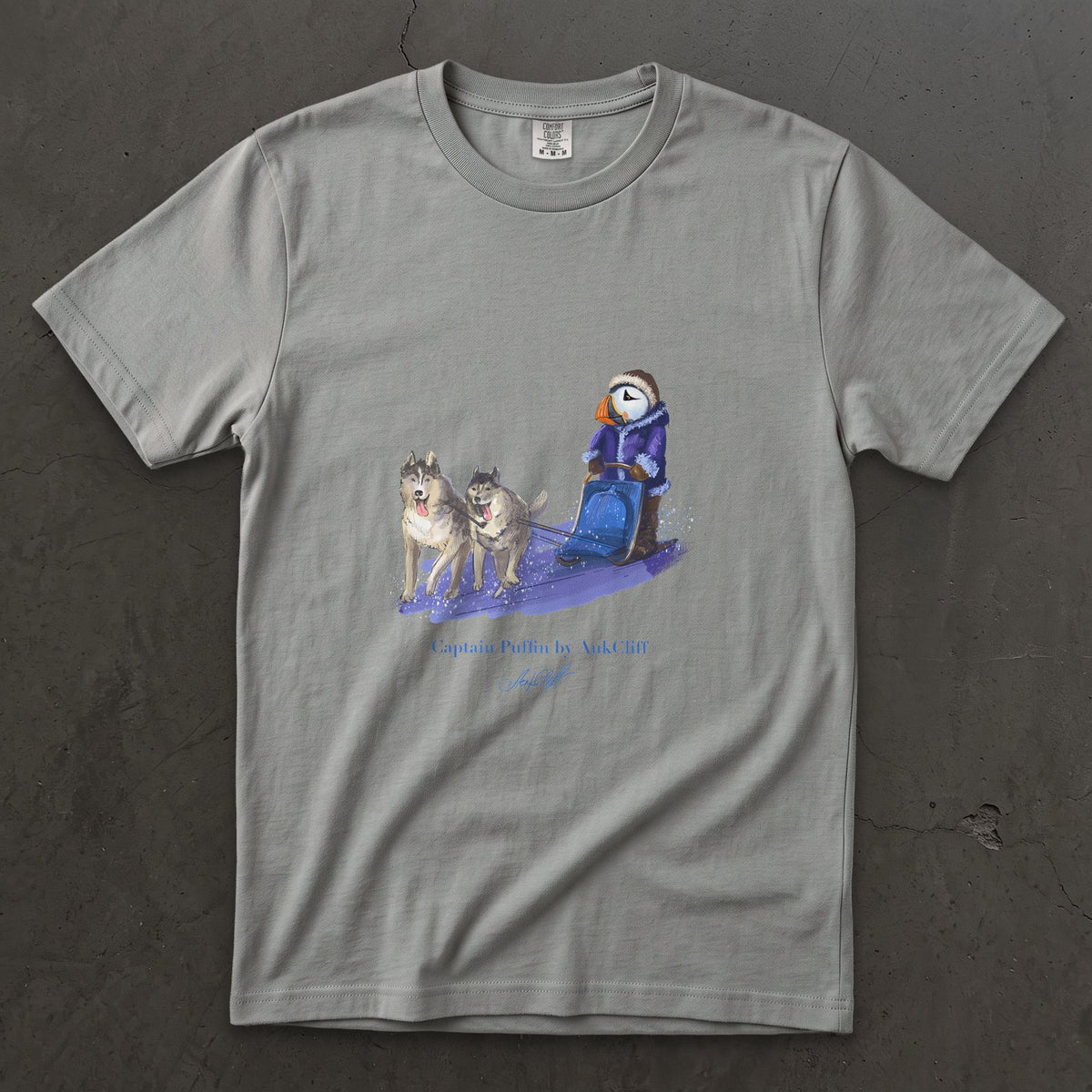 AukCliff Captain Puffin T-shirt Grey / S Captain Puffin™ Arctic Dog Sledder T-Shirt