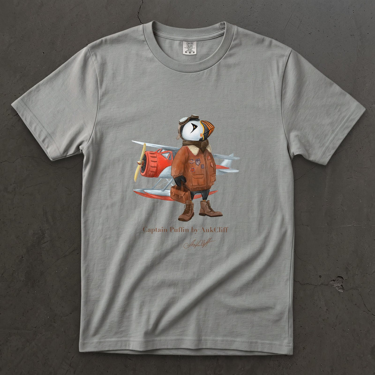 AukCliff Captain Puffin T-shirt Grey / S Captain Puffin™ Bush Pilot Comfort Colors T-Shirt