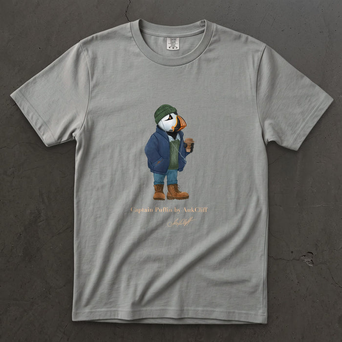 AukCliff Captain Puffin T-shirt Grey / S Captain Puffin™ Coffeehouse Comfort Colors T-Shirt