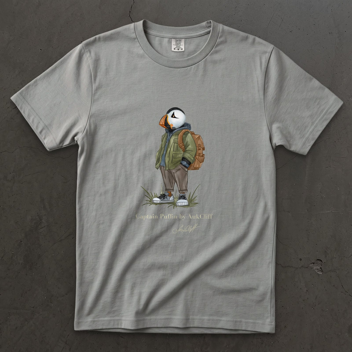 AukCliff® Captain Puffin T-shirt Grey / S Captain Puffin™ “Urban Hiker” Comfort Colors T-Shirt