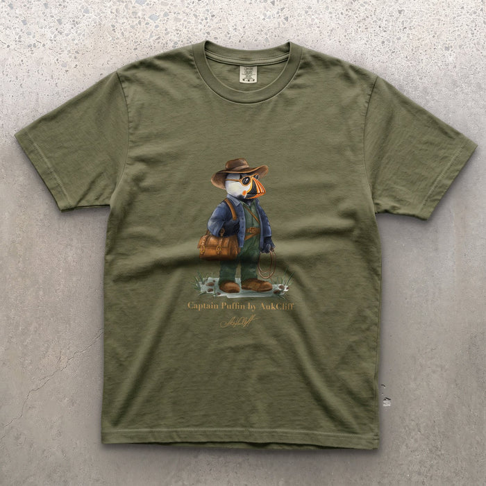 AukCliff Captain Puffin T-shirt Moss / S Captain Puffin™ Adventure Archaeologist Comfort Colors T-Shirt