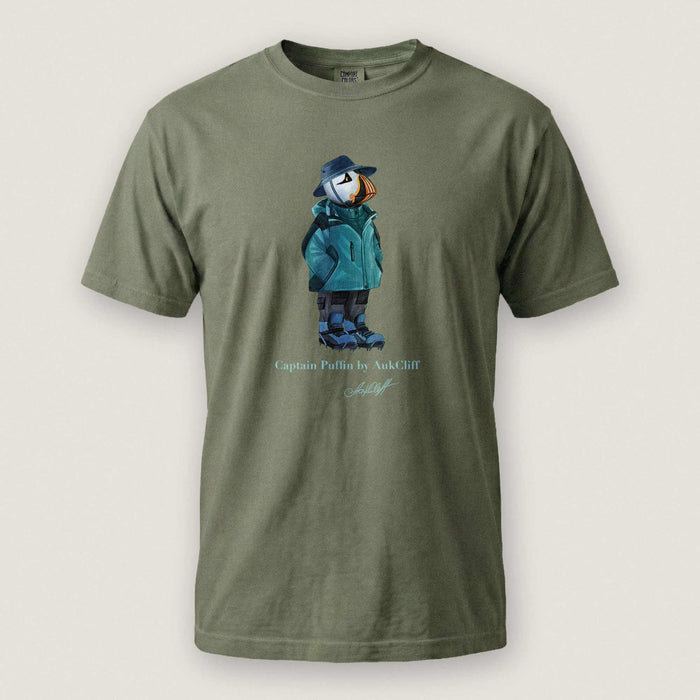 AukCliff® Captain Puffin T-shirt Moss / S Captain Puffin “Alpine Wayfarer” Comfort Colors T-Shirt
