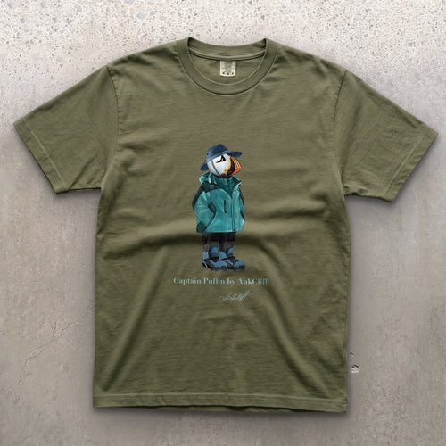 AukCliff® Captain Puffin T-shirt Moss / S Captain Puffin “Alpine Wayfarer” Comfort Colors T-Shirt