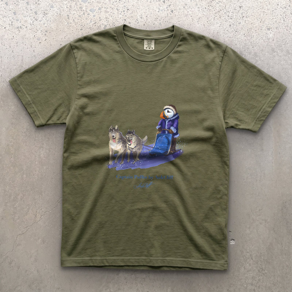 AukCliff Captain Puffin T-shirt Moss / S Captain Puffin™ Arctic Dog Sledder T-Shirt