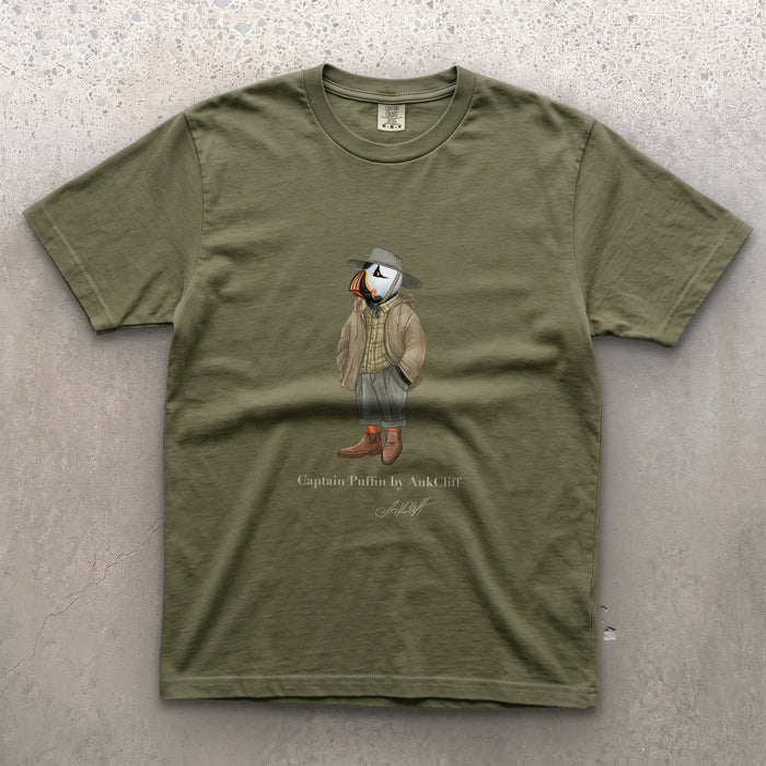 AukCliff® Captain Puffin T-shirt Moss / S Captain Puffin “Australian Bush Walker” Comfort Colors T-Shirt