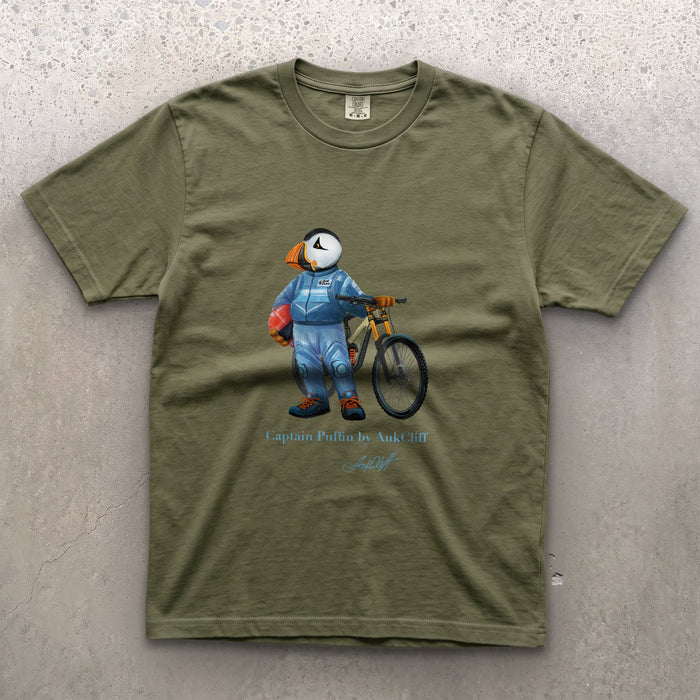 AukCliff Captain Puffin T-shirt Moss / S Captain Puffin™ Downhill Mountain Biker Comfort Colors T-Shirt