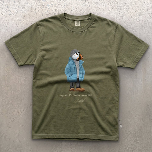AukCliff® Captain Puffin T-shirt Moss / S Captain Puffin “Nordic Wayfarer” Comfort Colors T-Shirt