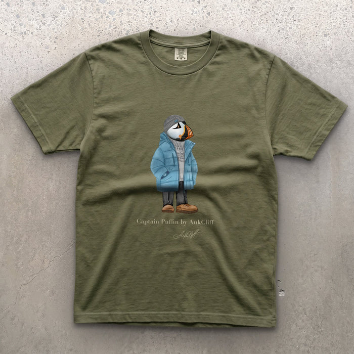AukCliff® Captain Puffin T-shirt Moss / S Captain Puffin “Nordic Wayfarer” Comfort Colors T-Shirt