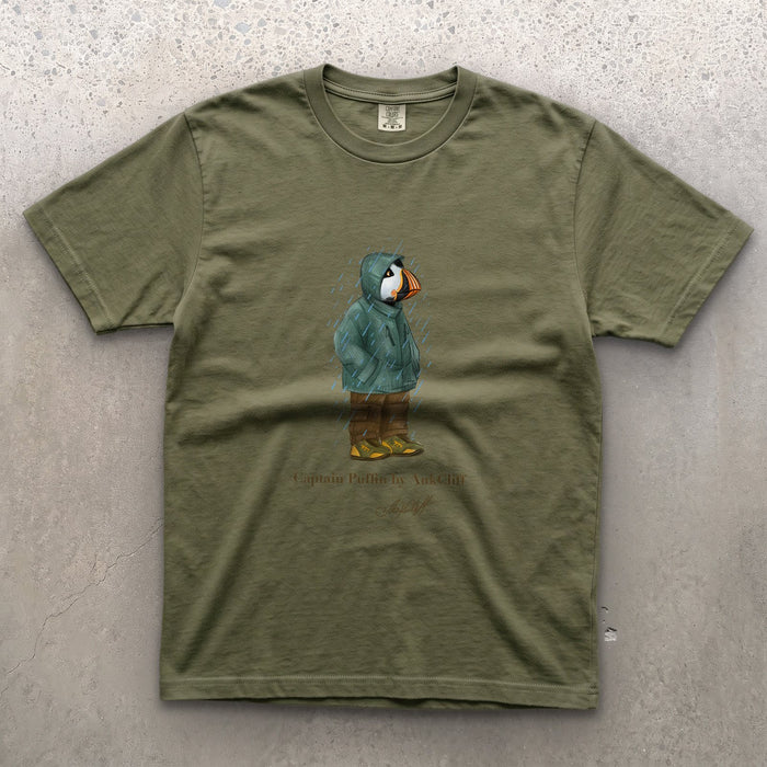 AukCliff Captain Puffin T-shirt Moss / S Captain Puffin™ “Rainy Day Rambler” Comfort Colors T-Shirt