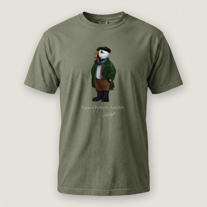 AukCliff® Captain Puffin T-shirt Moss / S Captain Puffin™ Republic of Newfoundland Comfort Colors T-Shirt