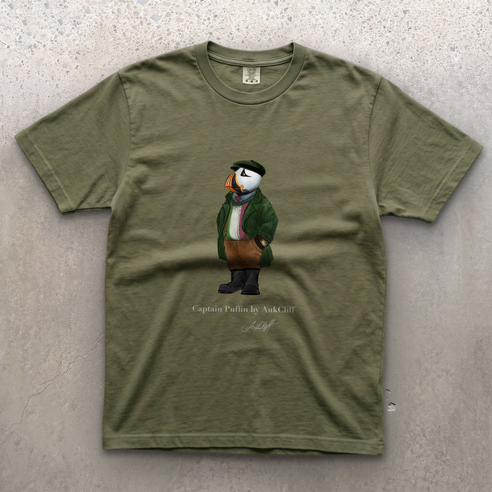 AukCliff® Captain Puffin T-shirt Moss / S Captain Puffin™ Republic of Newfoundland Comfort Colors T-Shirt