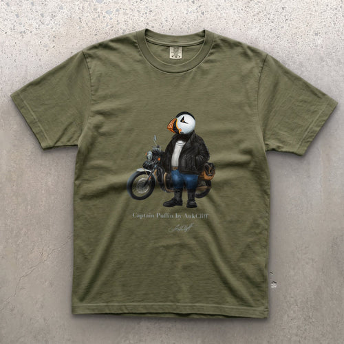 AukCliff Captain Puffin T-shirt Moss / S Captain Puffin™ “The Café Racer” Comfort Colors T-Shirt