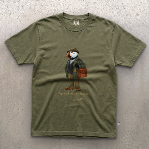 AukCliff Captain Puffin T-shirt Moss / S Captain Puffin™ “The Vintage Explorer” Comfort Colors T-Shirt