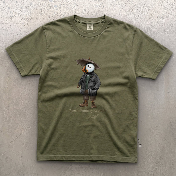 AukCliff® Captain Puffin T-shirt Moss / S Captain Puffin™ “Waxed Trail Rover” Comfort Colors T-Shirt