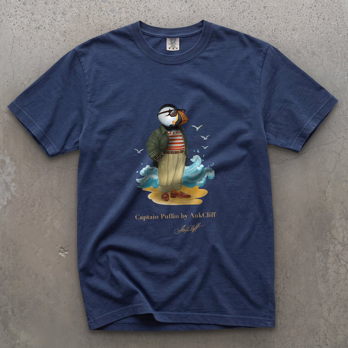AukCliff Captain Puffin T-shirt True Navy / S Captain Puffin™ Coastal Wanderer Comfort Colors T-Shirt