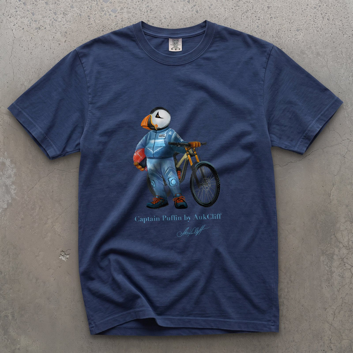 AukCliff Captain Puffin T-shirt True Navy / S Captain Puffin™ Downhill Mountain Biker Comfort Colors T-Shirt